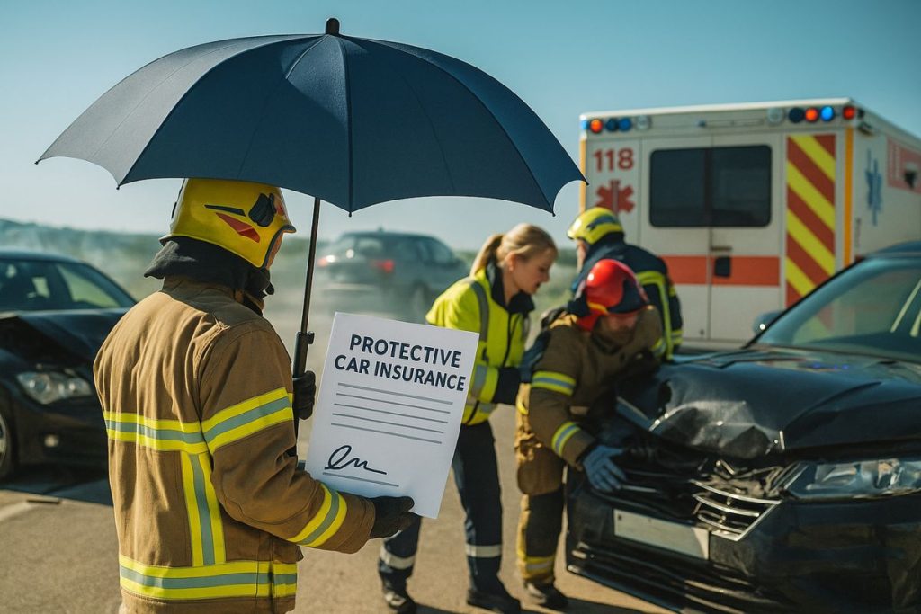 family driving safely with protective car insurance coverage