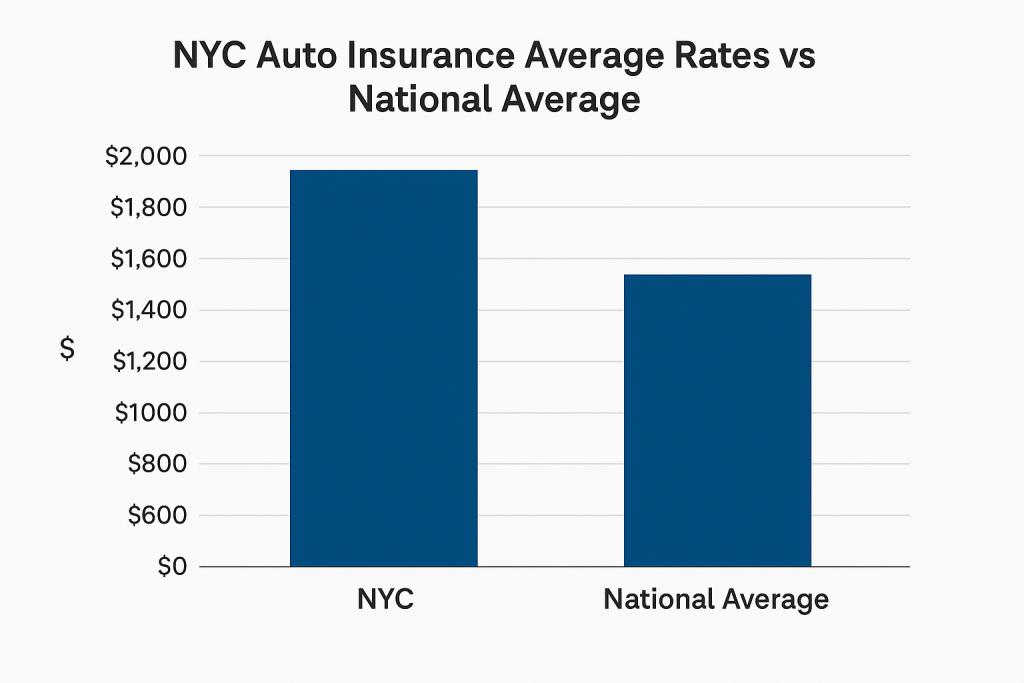 NYC Auto Insurance Landscape 2025 – comparison chart of average insurance rates